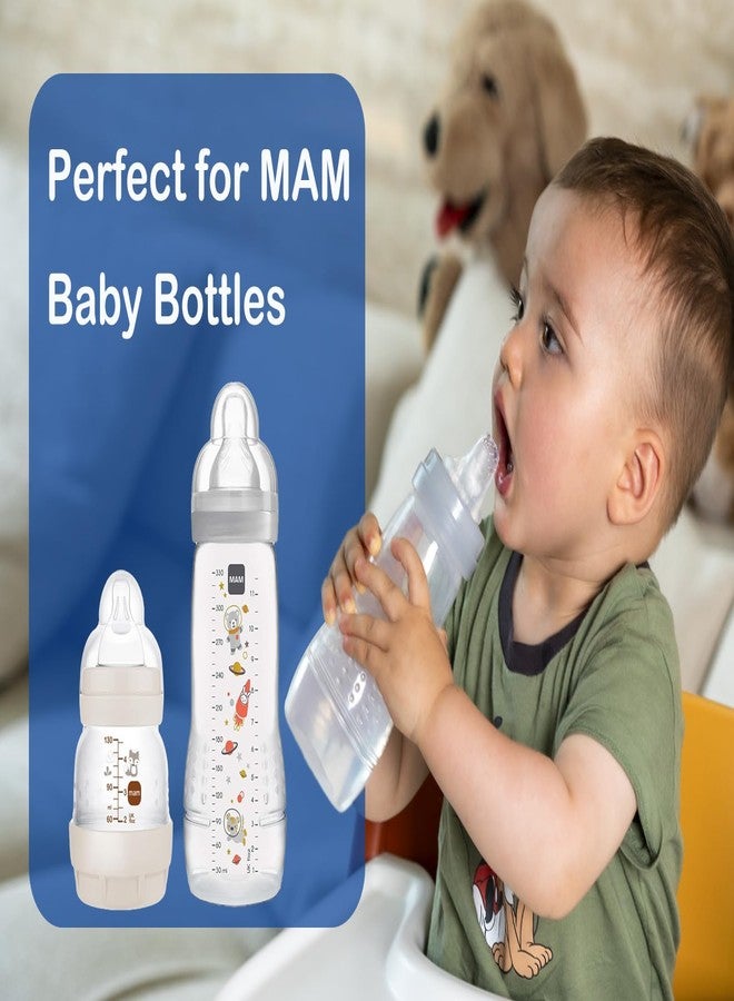 تشابي حلمات رضاعة متوافقة مع زجاجات MAM والزجاجات الزجاجية، حلمات بديلة، حلمات سيليكون ناعمة وآمنة غذائيًا بنسبة 100%، مانعة للتسرب، خالية من مادة BPA، تدفق متغير، مناسبة للأطفال من عمر 6 أشهر فما فوق، 4 قطع - Image 2